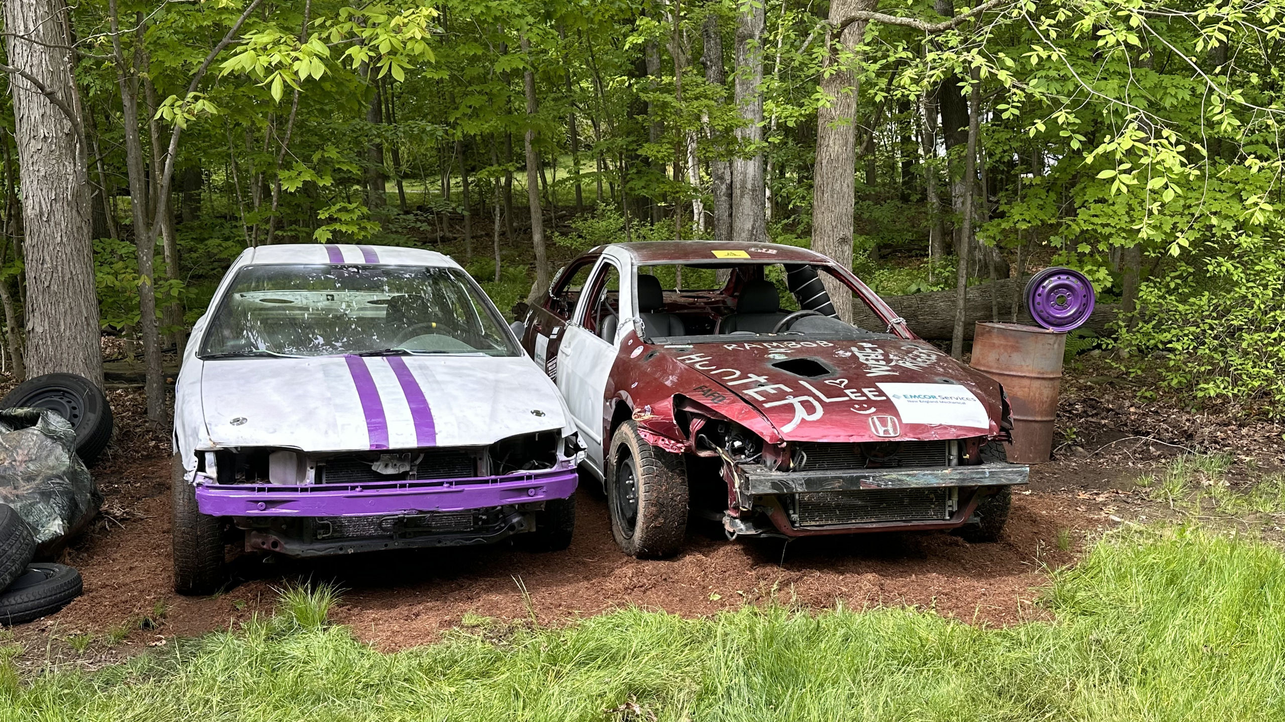 Both derby cars sitting
